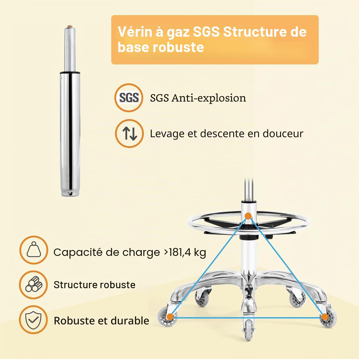 Tabouret de selle hydraulique pivotant réglable 158,8 kg support dorsal repose-pieds salon spa beauté massage clinique dentaire