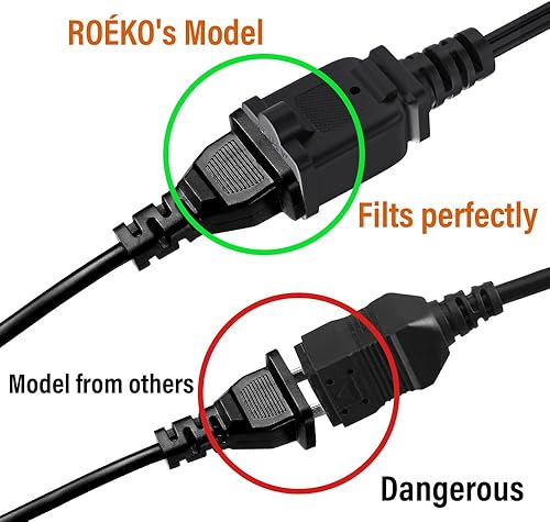 Miniatura 10 de Cable de alimentación de CA, (2.0 ft), adaptador de cable de extensión de 2 clavijas de 125 V 10 A, salida de EE. UU., enchufe macho de 2 clavijas a