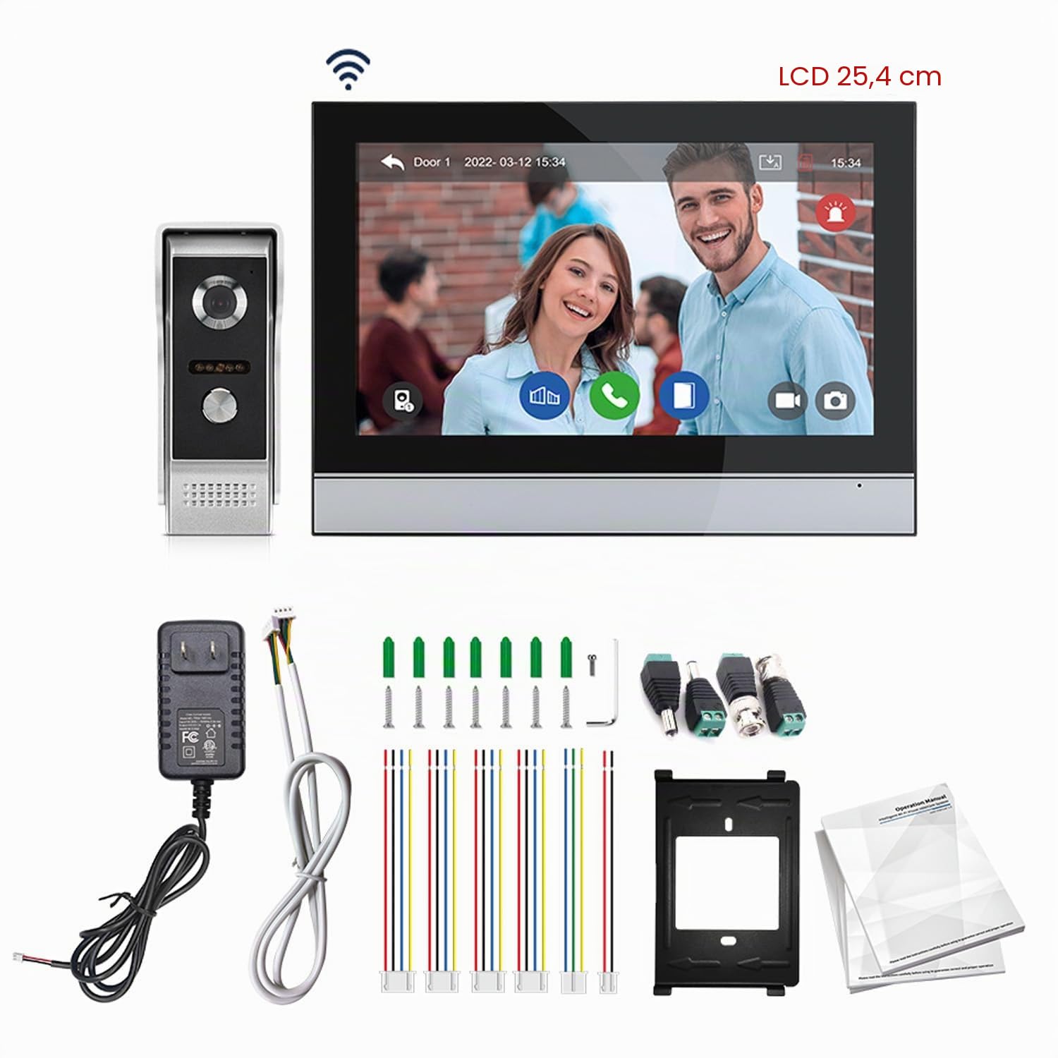 WiFi Pantalla táctil de 10 Pulgadas HD 1080p Ultrafino Inalámbrico Videoportero Timbre Video Interfono,Detección de Movimiento, Compatible con la App Tuya, Almacenamiento de Vídeo Gratuito