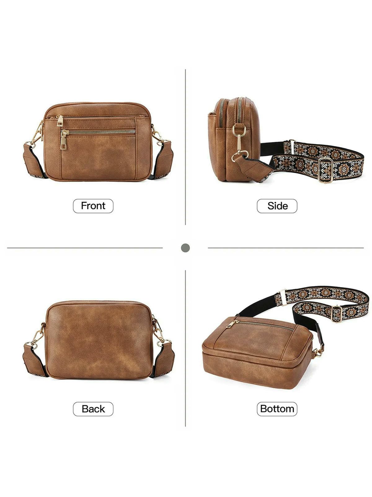 Modna damska torba crossbody z zamkiem błyskawicznym, torba na ramię ze skóry PU na co dzień, modna wszechstronna wysokiej jakości torba na codzienne dojazdy do pracy