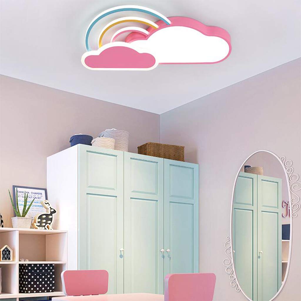 YZSJ Ceiling Lamp Led Ceiling Light Kids Room White Clouds Rainbow Boys and Girls Ceiling Lighting Ceiling Spot Baby Lamp Light Bedroom for Cartoon Lampshade,Pink,Cold