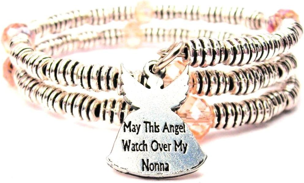 ChubbyChicoCharms May This Angel Watch Over My Nonna in Rose Pink Coil Wrap Bangle