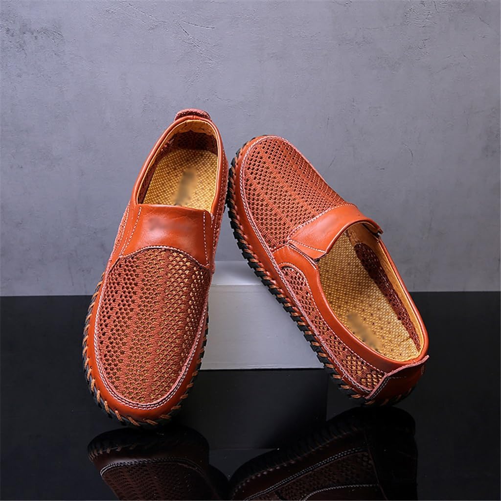 FMURY Outdoor Men Leather Shoes Loafers Mesh Men Sneakers Male Loafers Moccasins
