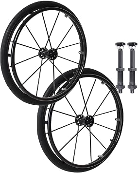 2 Pcs Wheelchair Rear Wheels 24" Pneumatic Rubber Tires, Quick Release Aluminum Hub with Bearing and Axle 1/2" Replacement Wheelchair Wheels, Manual Wheelchair Rear WheelBlack