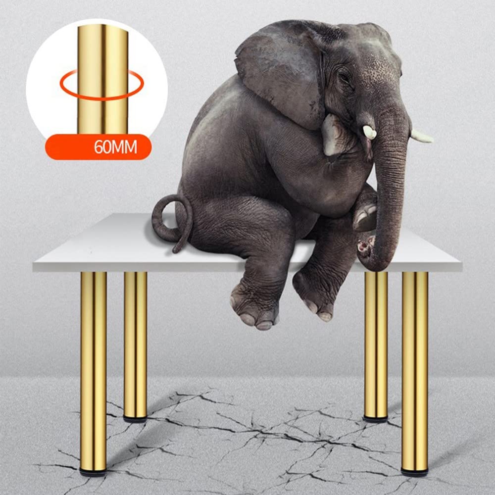 Patas de Mesa Ajustables de Acero Inoxidable, Ø60 mm, pies Redondos de 30 mm, Altura Regulable, Ideales para Muebles de Bricolaje y taburetes de Bar. 45 cm de Altura par