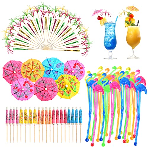 KATELUO 90 Stücke Cocktail Party Dekoration,Cocktail Dekoration Palme,Cocktail Feuerwerk Sticks,Cocktailspieße,Cocktail Sonnenschirme,Bunte Cocktail Deko für Cocktailpartys und Hochzeitsfeiern., 9.99 €