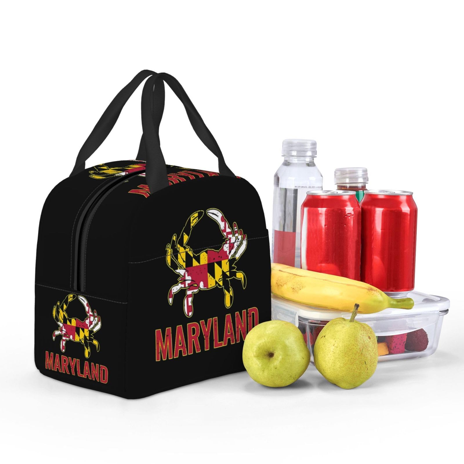 Maryland Flag & Crab Lacrosse Lunch Bag - Insulated Lunch Tote For Work, School, Or Travel
