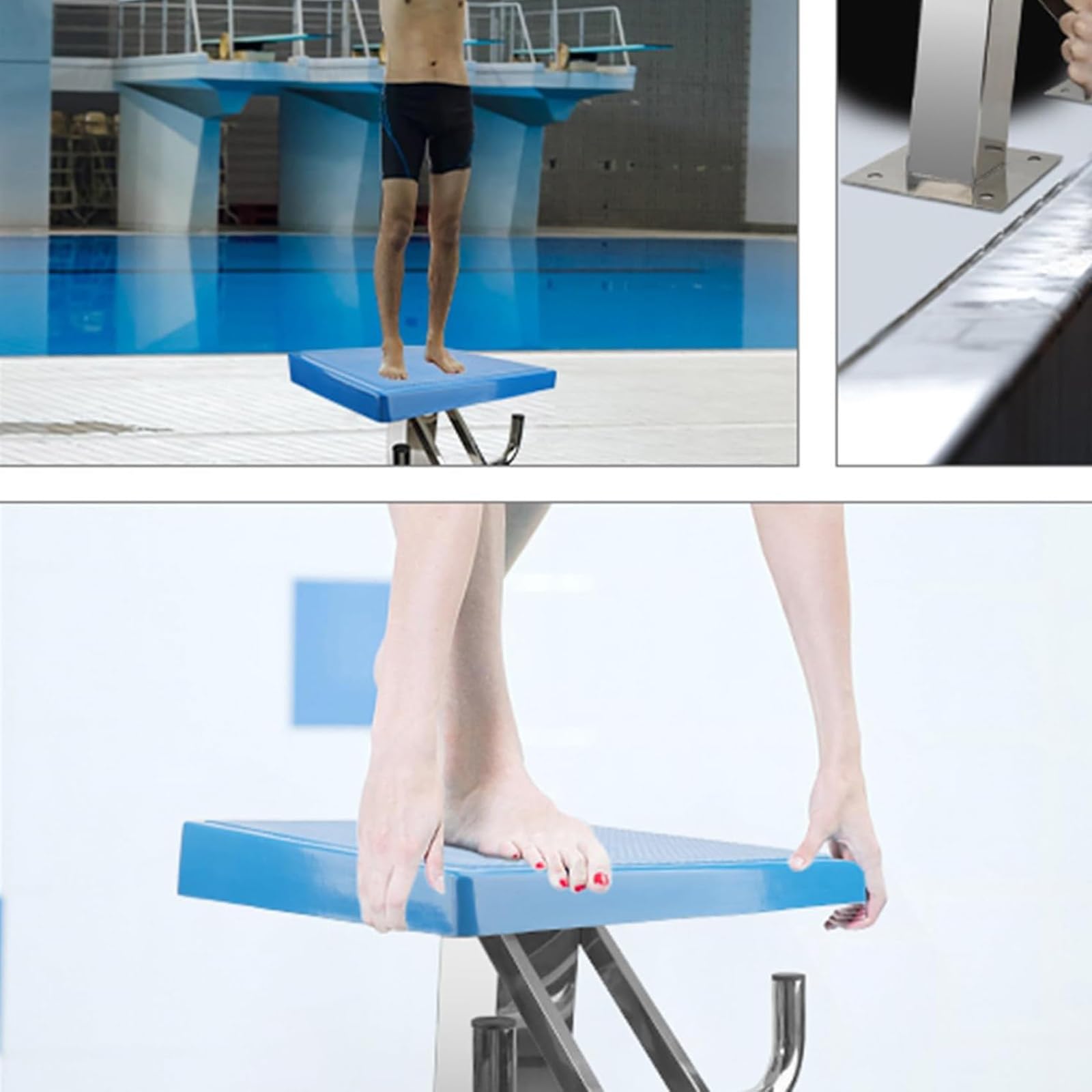 Piattaforma Subacquea con Base in Acciaio Inox, Superficie Antiscivolo, Inclinata a 9°, Portata 299,4 kg per Piscina