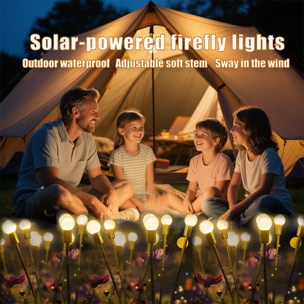 Solar Light Outdoor(8-Pack, 80 LEDs), Solar Garden Lights, Outdoor Decorations, Firefly Light for Patio Decor, Big Bulb, Unique Gifts Christmas Decor