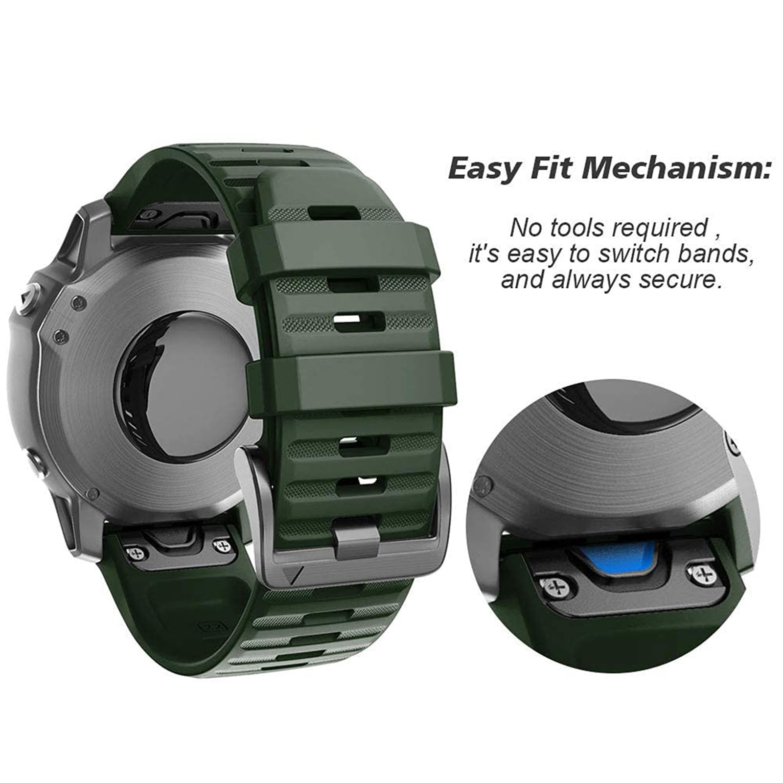 Marca: NotoCity NotoCity Corrra para Garmin Fenix 7/6/5/6 Pro/7 Pro/5 Plus, Quickfit 22mm Correa para Garmin Fenix 8/8 pro 47mm, Forerunner 965/955/935, Nylon Correas para Epix Gen 2, Quatix 7(Negro+Verde militar) in use