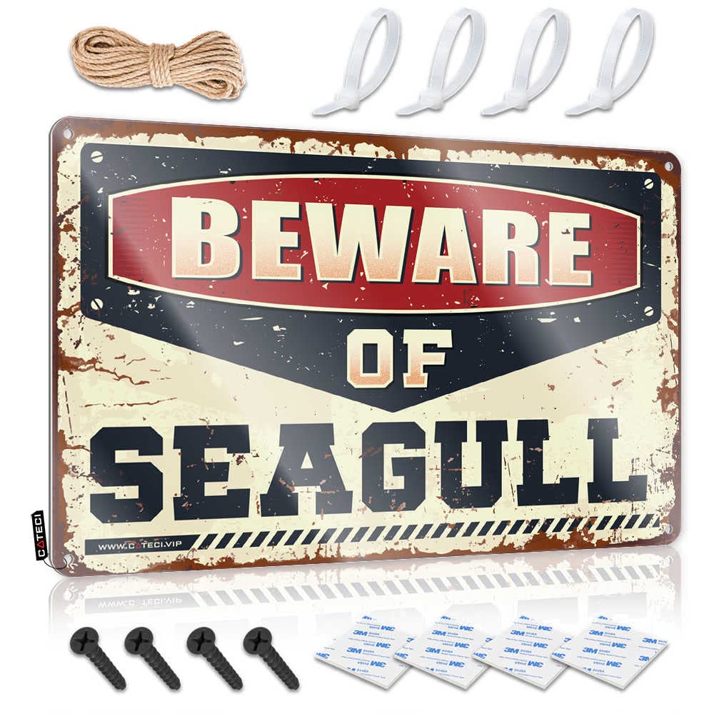 Funny Saying Tin Signs Beware Of Seagull Sign Bar Rules Sign Garage Signs For Men Funny(30X40CM)
