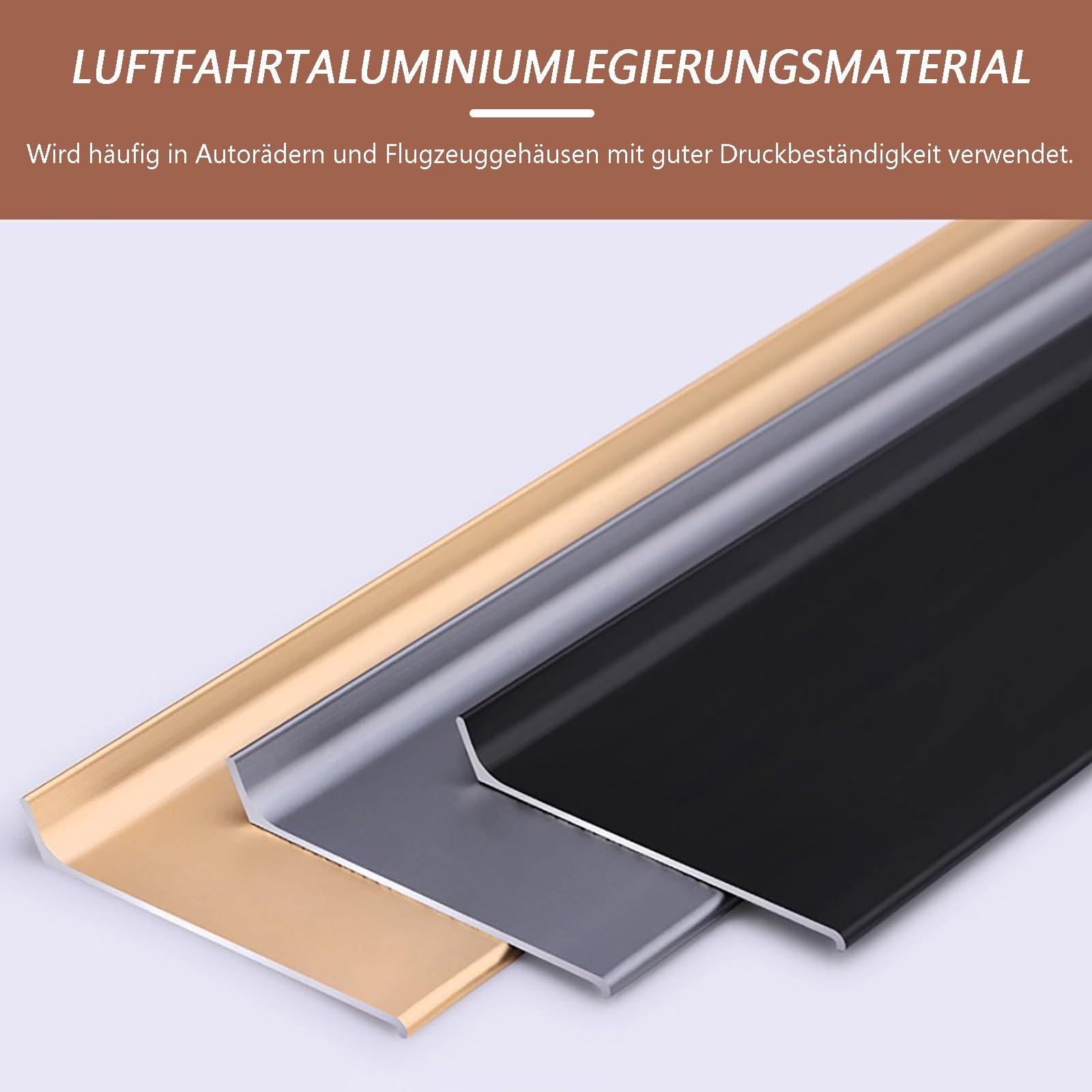 Kit De 4 Rodapiés De Aluminio Anodizado De 125cm Perfiles Resistentes Al Agua Y A La Humedad Para Decoración Moderna De Interiores Y Renovación Del Hogar(Champagnergrau,Höhe: 10 cm)