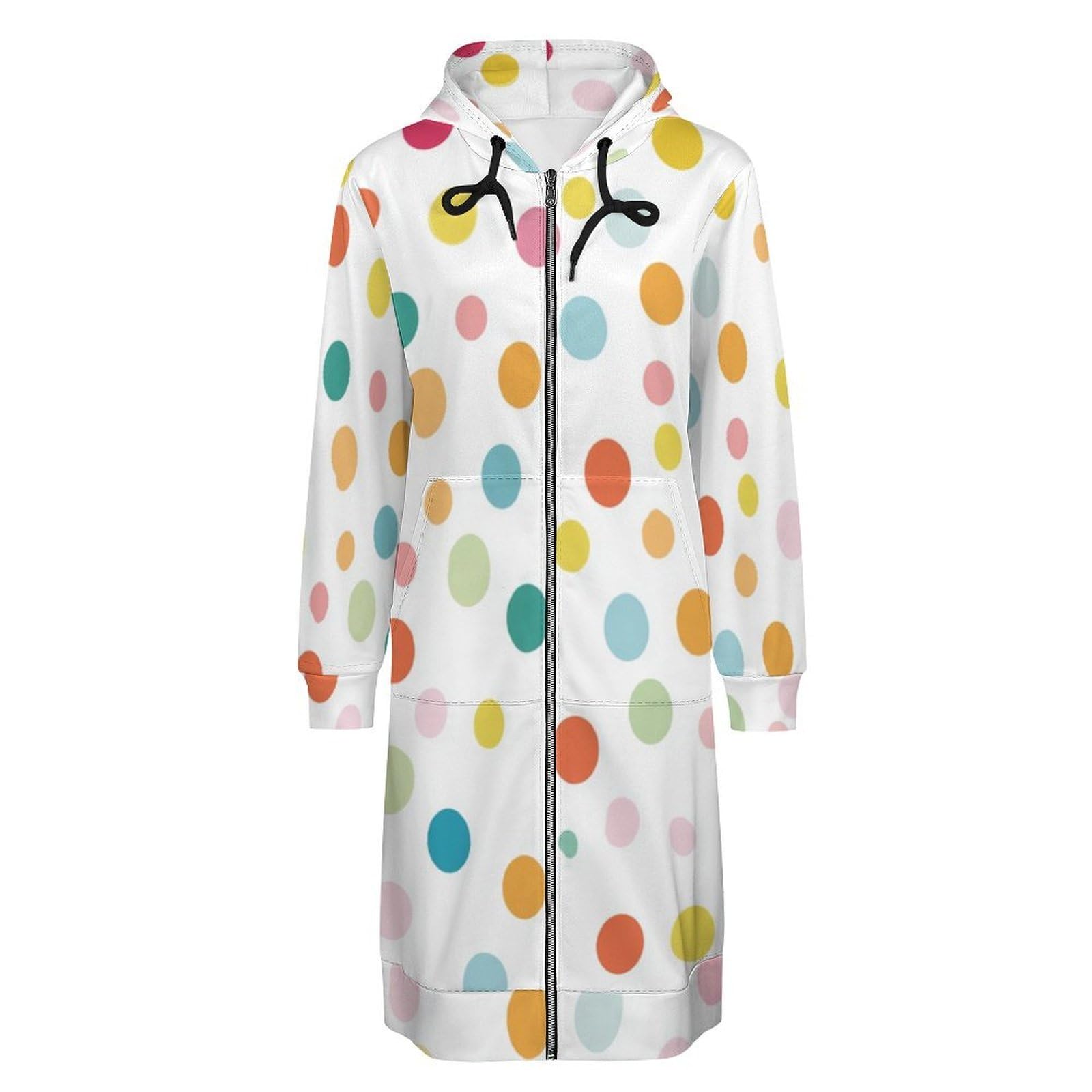 Felpa Donna con Zip Felpe Sportiva con Tasche E Cappuccio Motivo A Pois Morbida Invernale Giacca Regolabile Confortevole per Uso Quotidiano Casual