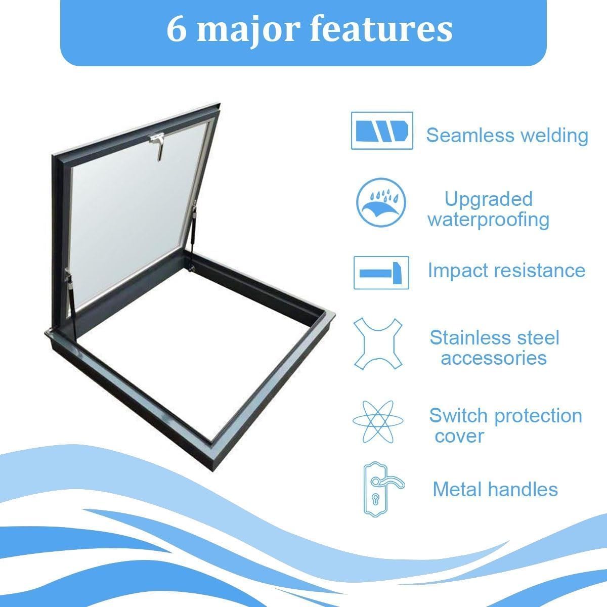 Sun Room Roof Skylights, Manual Venting Multi-Angle Roof Viewing Window, Skylight Roof Window, Roof Viewing Window