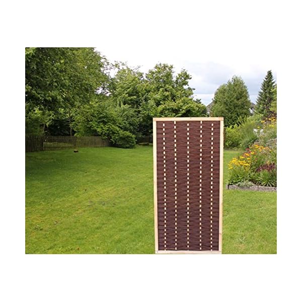 bambus-discount.com Sichtschutzwand Weide Mia 180 x 90cm hochwertig, gekochte Weide im gebeizten Holzrahmen – Bild 5
