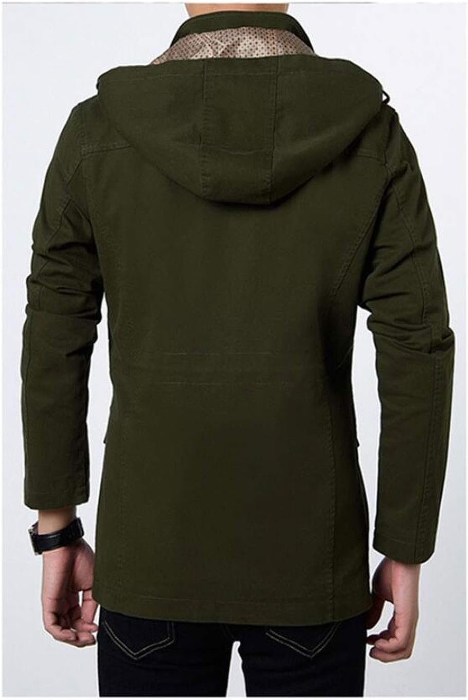 Men Lightweight Outdoor Jacket Trench Coat Outwear Hooded with Removable