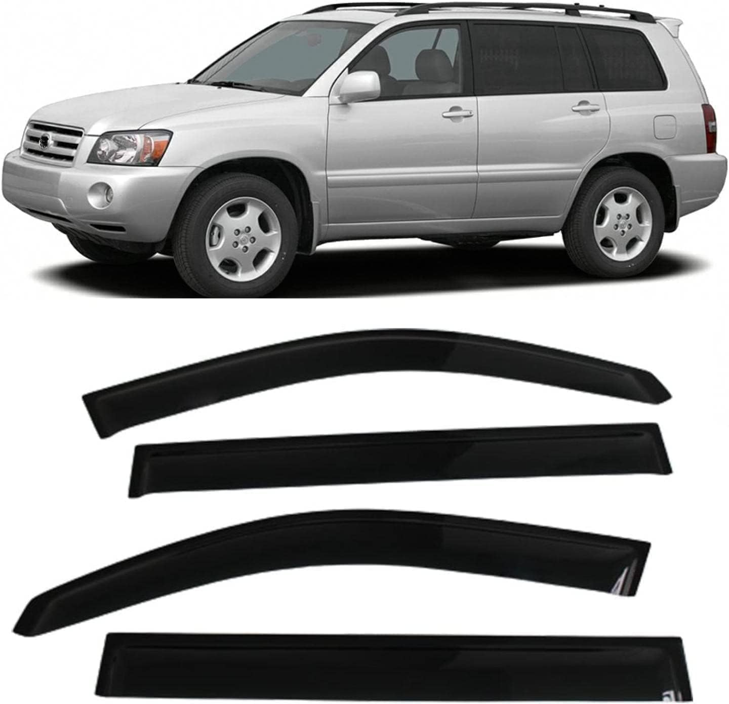 PANXUC Car Wind Deflectors for Kluger 2007-2013, Side Window Wind Rain Deflector Window Visor Sun Rain Guard Smoke Guards