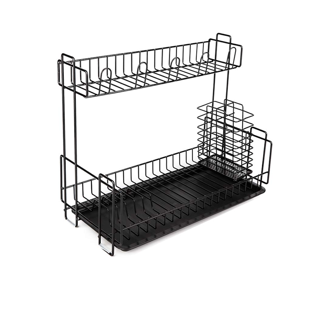 Cfsxfysey Black Dish Drainer Rack， Metal Drain Rack Kitchen Chopsticks Holder Dish Storage(Black)