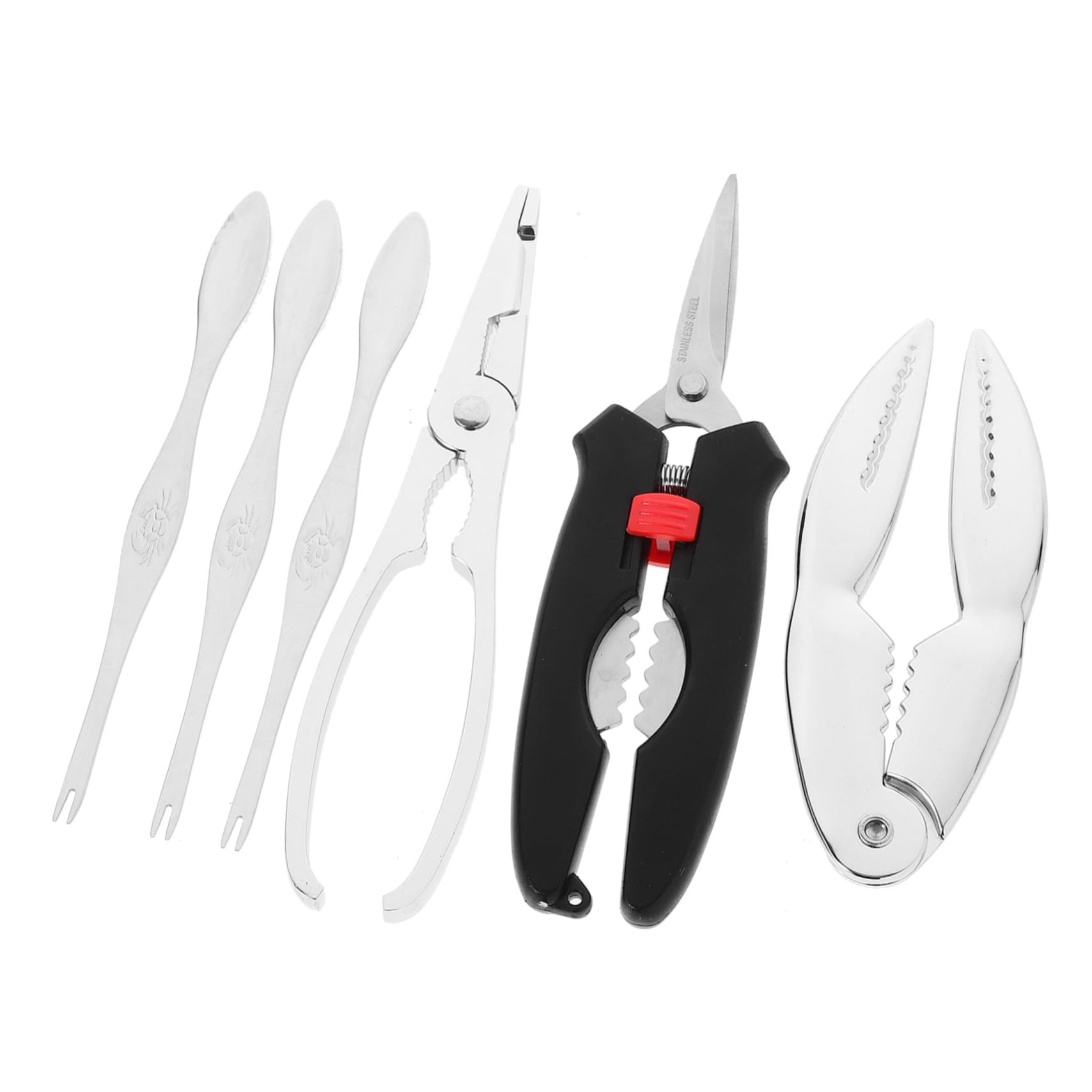VALICLUD 1Set Crab Peeling Tools Seafood Utensils for Effortless Crab Opening Includes Crab Clips Forks and Meat Removal Tools for