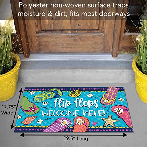 Counterart Flip Flops Welcome Indoor/Outdoor Entryway Floor Mat Manufactured In The Usa Low Profile, Protective Non-Skid Rubber Backing, Easy To Clean 29.5" By 17.75" #TOP6