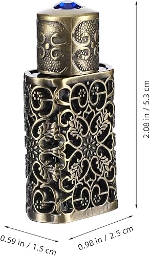 Miniatura 10 de OSALADI Botella con cuentagotas de aceite esencial de metal hueco, portátil, botella de perfume recargable vacía, elegante frasco de perfume de