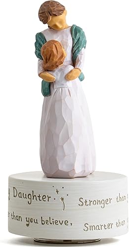 Miniatura 6 de AIDLNS Caja de música de regalo para hija, mamá e hija, estatua esculpida pintada a mano, regalos musicales para hija de parte de mamá, cumpleaños,