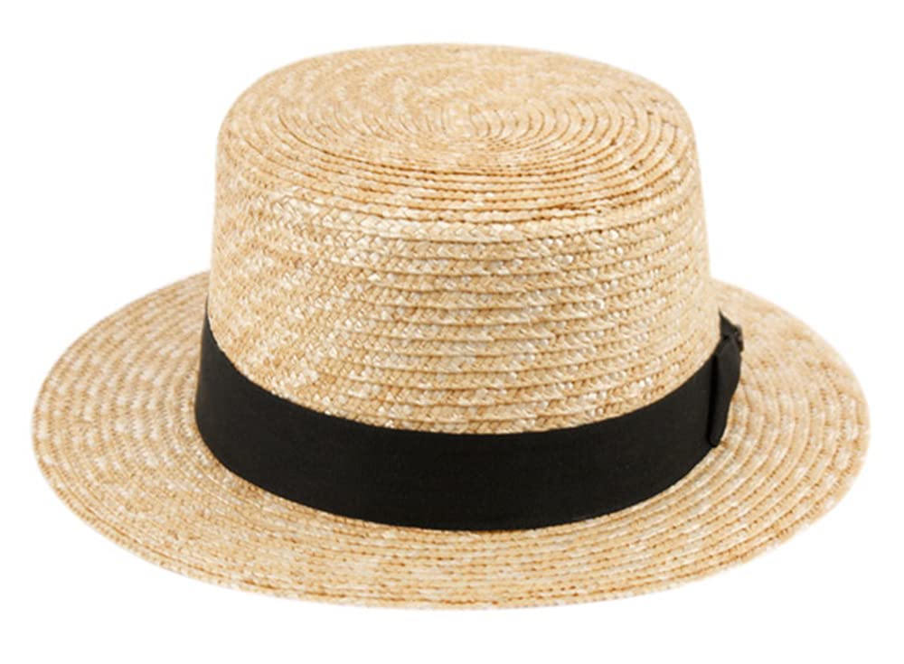Panama Men's 100% Straw Hats with Grosgrain Band Fedora Bow on The Side (Natural, One Size)
