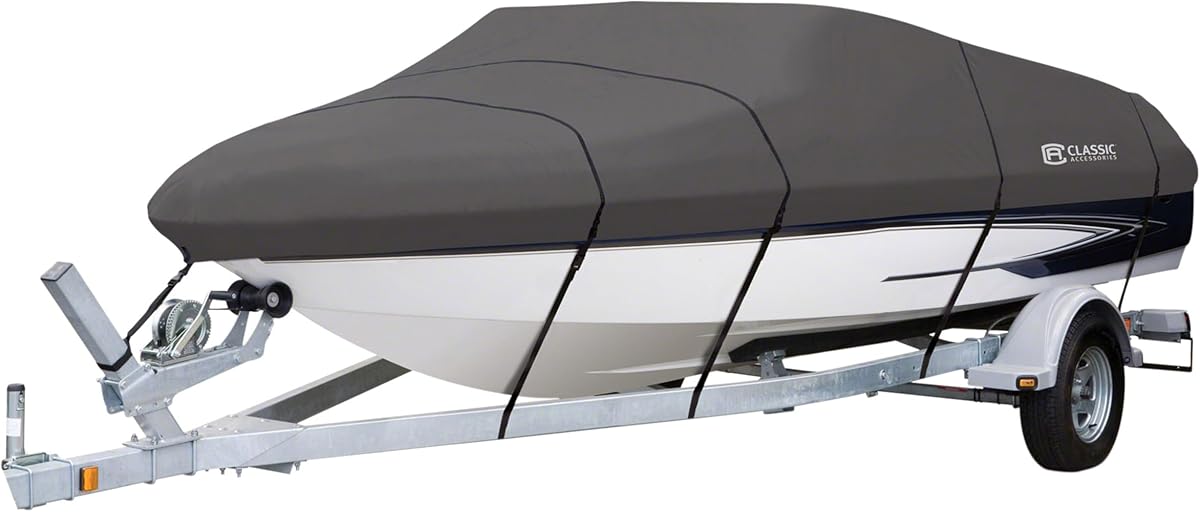 Classic Accessories StormPro Heavy-Duty Boat Cover, Fits boats 16 ft - 18.5 ft long x 98 in wide