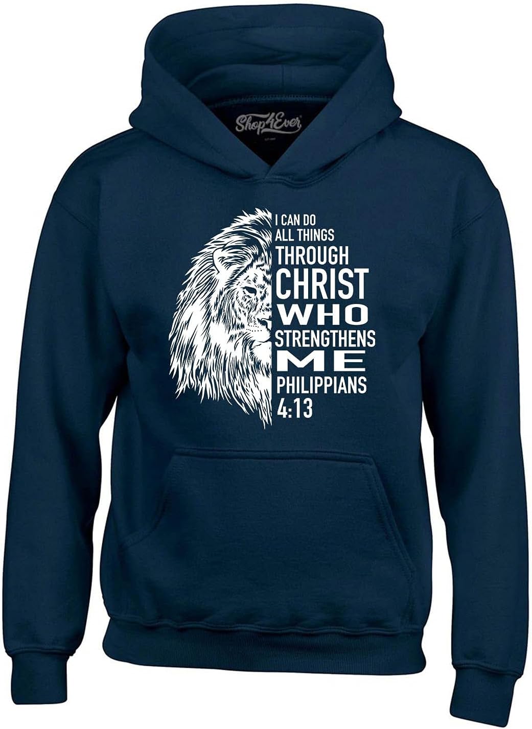 shop4ever Philippians 4:13 Lion Verse I Can Do All Things Through Christ Hoodie Sweatshirts
