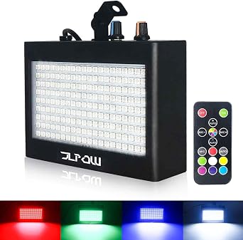 Halloween Strobe Light, JLPOW Ultra Bright RGB LED Strobe Lights Metal Case, Sound Activated and Remote Control, Speed Adjustable Mini Flash Stage Lighting, Best for DJ Party Bar Show Disco Dance