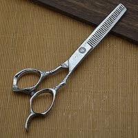 Vista 8 de Tijeras de corte de pelo de acero de dos lados para adelgazar los dientes de corte de peluquería peluquería peluquería salón de afeitar