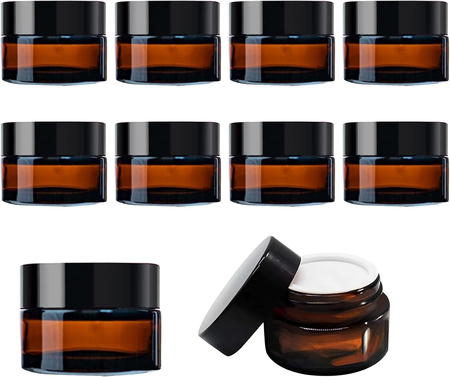 Amber Glass Jars 30ml 10pcs Leak-Proof UV Protective Cosmetic Containers with Lids | Reusable Travel-Sized Jars for Creams, Oils, Powders & DIY Skincare Amber Glass Jars 30ml 10pcs Leak-Proof UV Protective Cosmetic Containers with Lids | Reusable Travel-Sized Jars for Creams, Oils, Powders & DIY Skincare