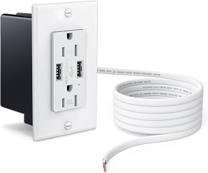 ELECPOW in-Wall Outlet Relocation Kit Recessed Power Box with 2 AC/USB Ports & 8 ft Extender, Hide TV Cords & Cables, Tool-Free Installation for Unreachable Outlets, White