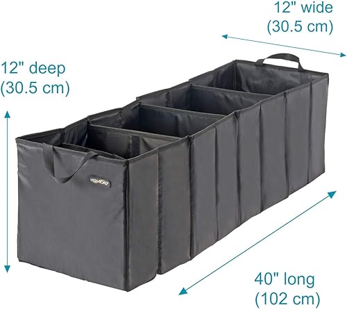 Miniatura 6 de High Road Organizador de acordeón para SUV, camioneta y maletero de automóvil con 4 contenedores de almacenamiento altos y compartimento para