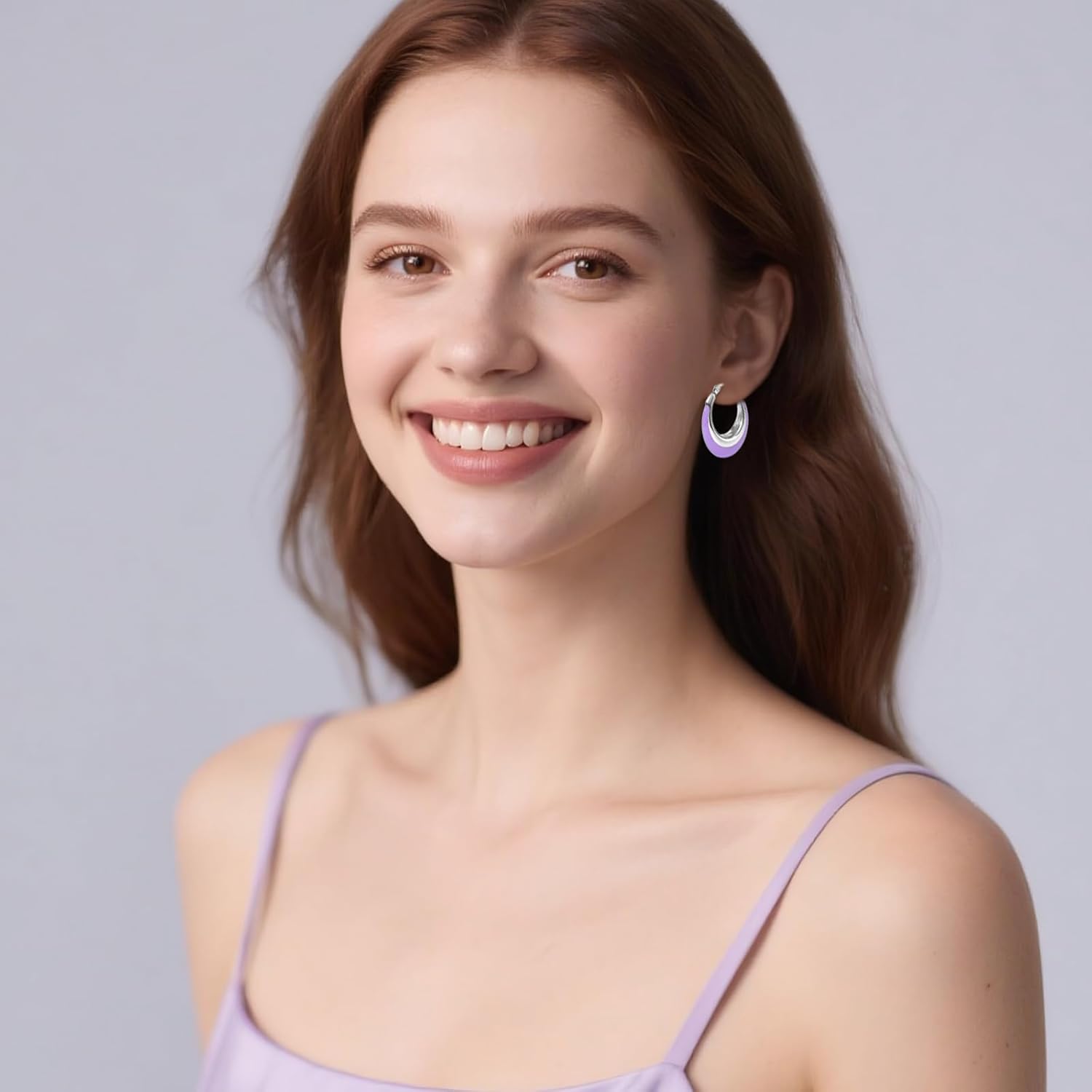 Chunky Enamel Hoop Earrings for Women 18K Gold Plated Colorful Huggie Earrings Enamel Jewelry Valentine's Day Gift for Girlfriend Wife - Image 5