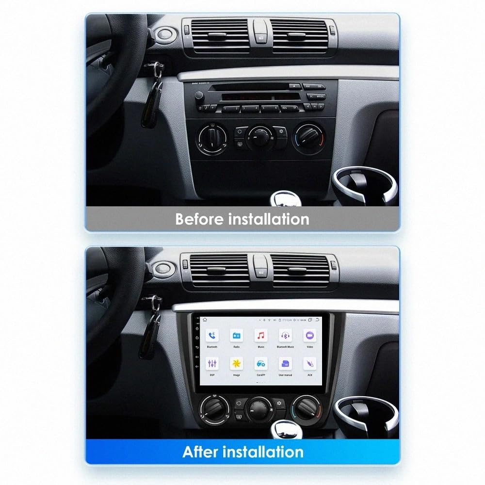 GPS Navi Navigationsgerät 2 Din für BMW 1 Series E81 E82 E87 E88 AT MT Car Play mit Dashcam Sprachsteuerung Karten Navigation Bluetooth Aux Loop, GPS-Navigation, 4 Kern 4G+64G