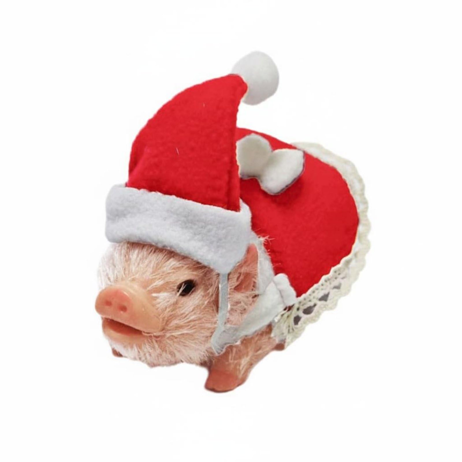 Maiale Natalizio Realistico Giocattolo Peluche Bambini Silicone Accessori Interattivi Finto Animale Regalo Educativo, Maiale Con Coda Arricciata Color Carne E Vestito Natalizio