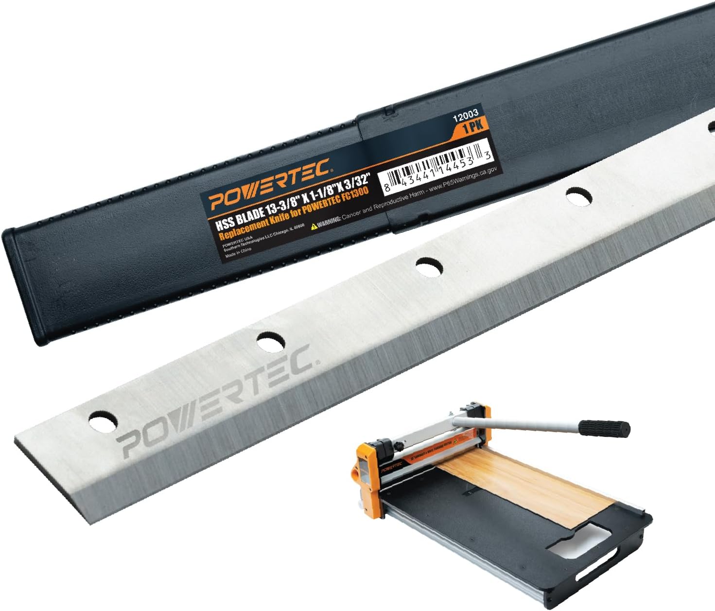 POWERTEC Replacement HSS Blade for 13” Laminate & Vinyl Cutter - 13-3/8" x 1-1/8" x 3/32" - Fits POWERTEC FC1300 Flooring Cutter, 1 PK (12003)