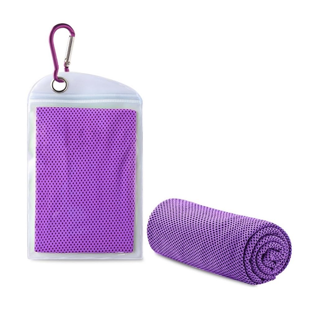 Ropicean 2pcs Quick Dry Cooling Towel 30x100cm with Carry Pouch - Perfect for Gym, Running, Fitness, Yoga, Hiking, and Camping(PURPLE)
