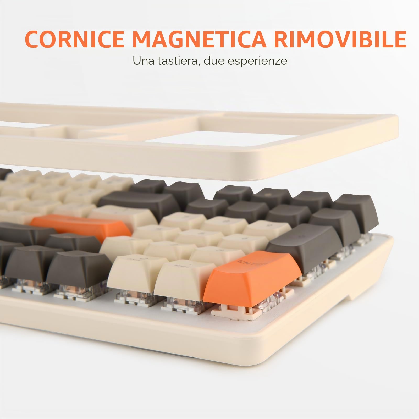 Rii Tastiera da gioco RK909 cablata Manchine, tastiera compatta per PC con blocco numerico, layout 96% 100 tasti con retroilluminazione, interruttore rosso per Mac/Windows/Chrome/Linux