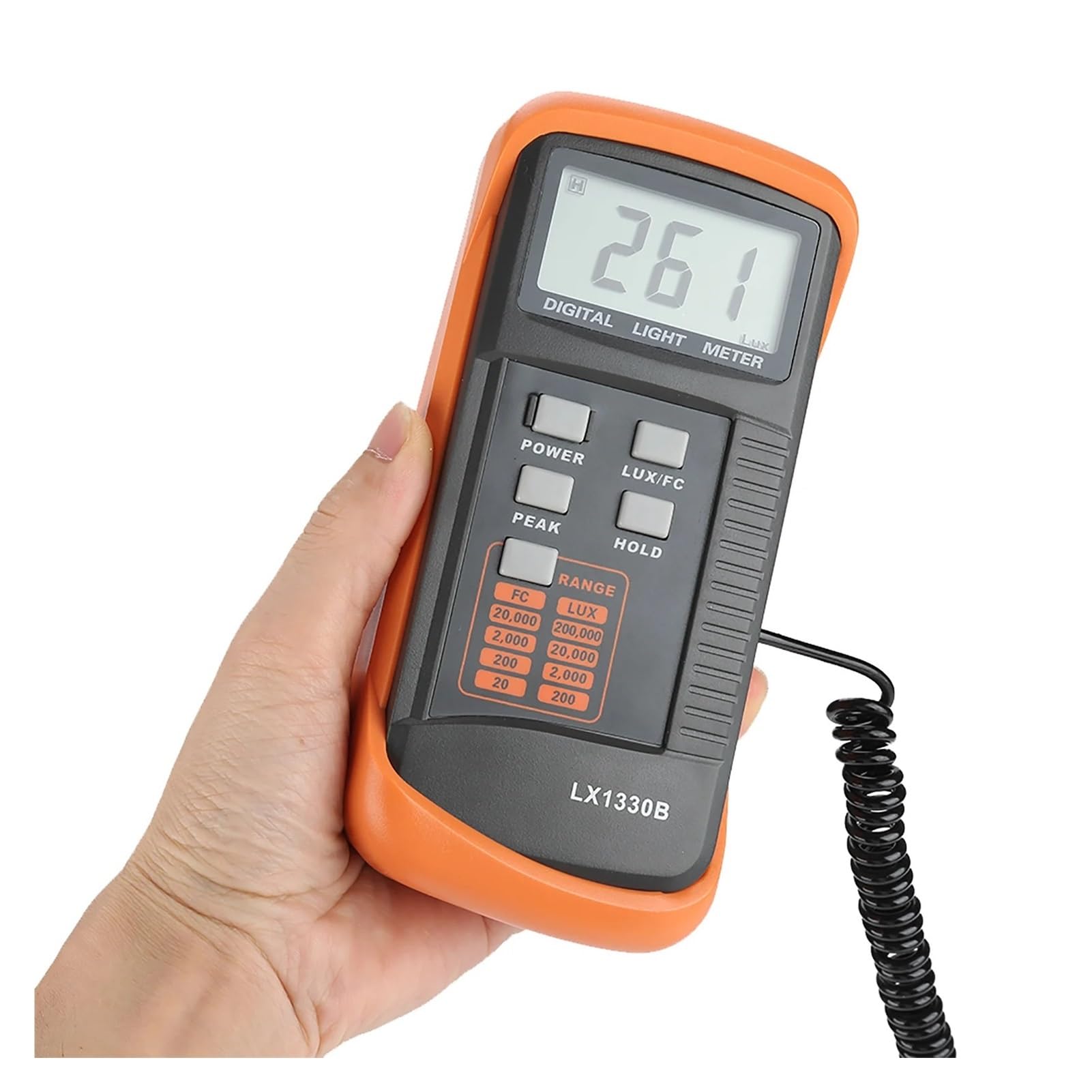 Espectrofotómetro Digital, Probador De Iluminación LX1330B Luxómetro Digital Pantalla LCD Medidor Luz 0-200 000 Lux Prueba Iluminómetro