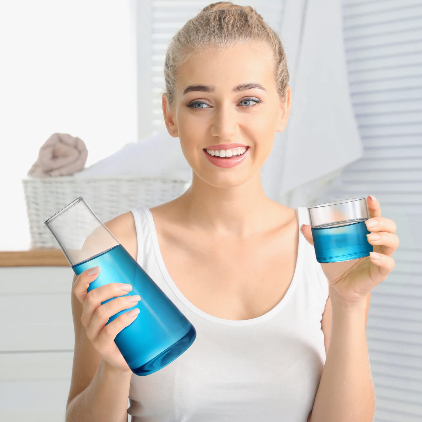 Bedside Night Water Carafe Set With Glass Cup,Mouthwash Bottle Clear Glass Pitcher For Bedroom Nightstand Bathroom Kitchen - 15 - View #6