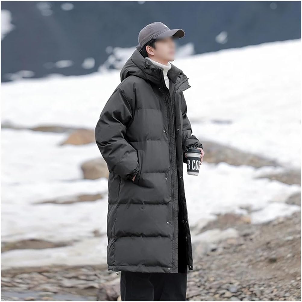 Men's Winter Long Puffer Jacket Hooded Thicken Puffy Down Coats Outdoor Windproof Warm Windbreaker
