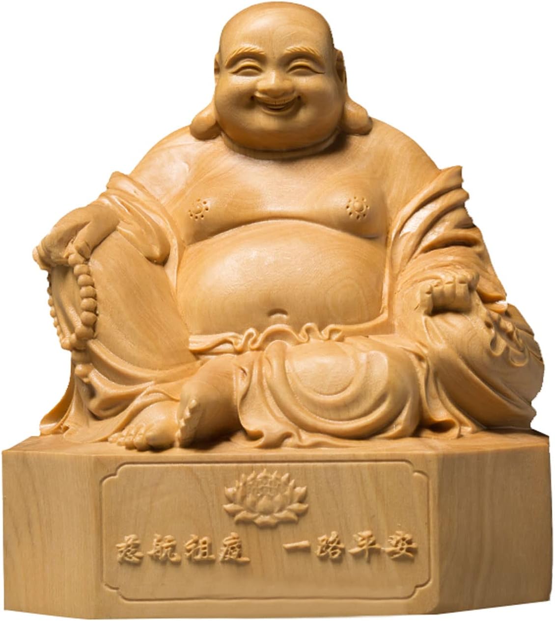 開運七福神 布袋 様 布袋様の置物 高級天然ツゲ木彫り 仏像 置物