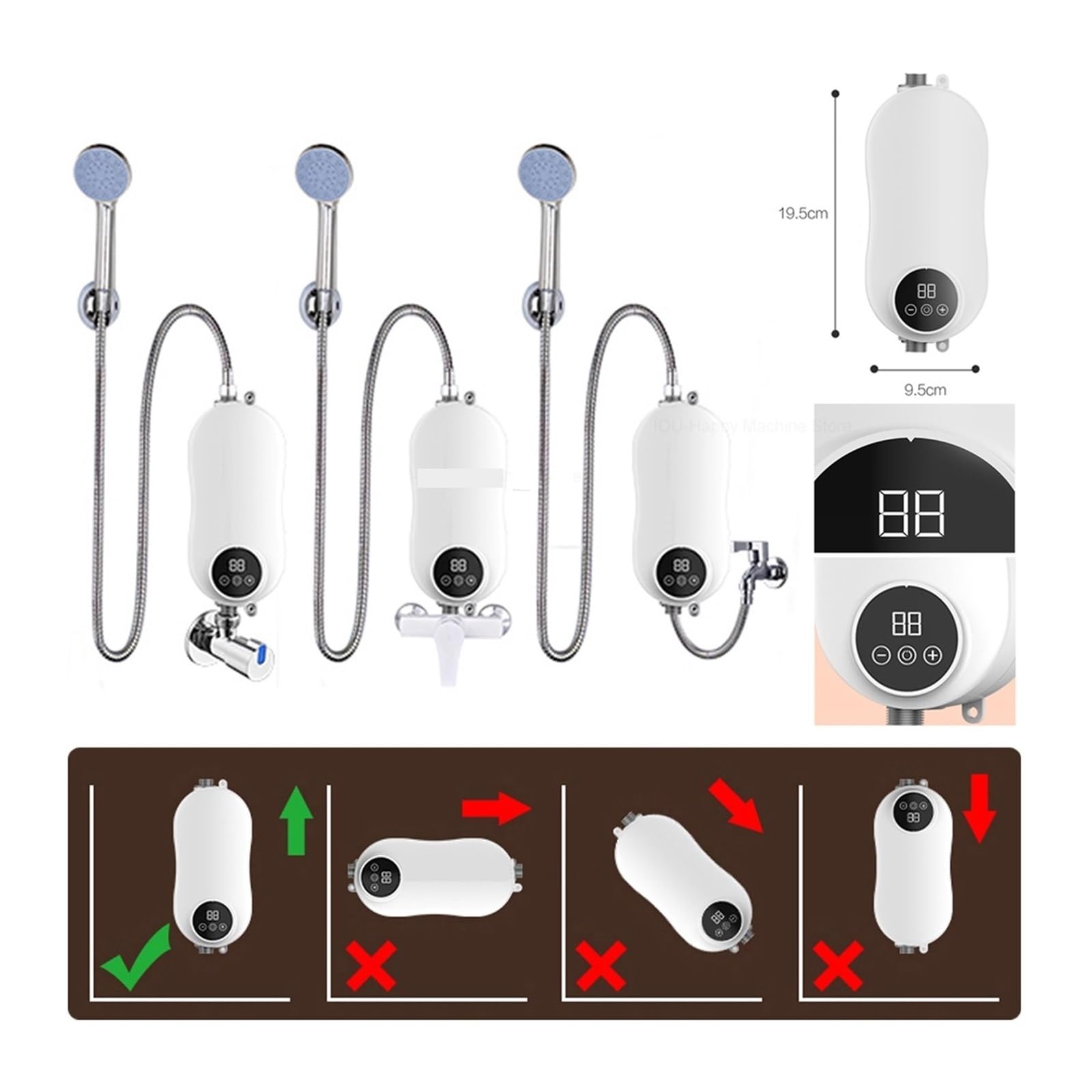 Scaldabagno istantaneo, Scaldabagno Istantaneo 4500W Elettrico Senza Serbatoio Doccia Bagno Cucina Rubinetto Riscaldatore