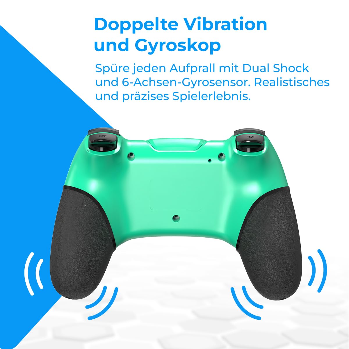 NK Wireless Switch Controller, kompatibel mit Switch/OLED/Lite/Pro, mit Wake-Funktion, Makro-Einstellungen, Bluetooth, 6-Achsen-Sensor, Turbo, Dual Shock, LED-Anzeigen, Farbe Schwarz-Blau