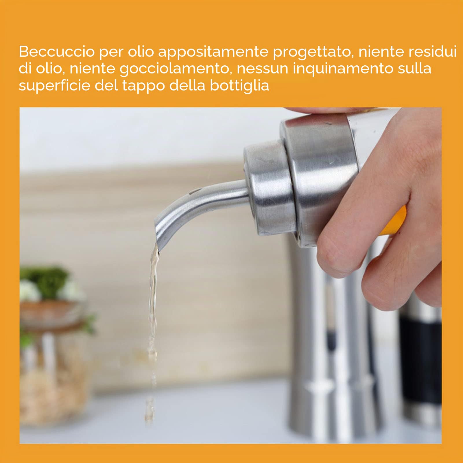 Set Dispenser di Sale Per Olio di 4 Bottiglie con Rack in Legno, 2 Bottiglie Dispenser di Olio, 2 Bottiglie di Spezie in Polvere, Set di Condimenti Sale Aceto Pepe Per Tavolo della Cucina