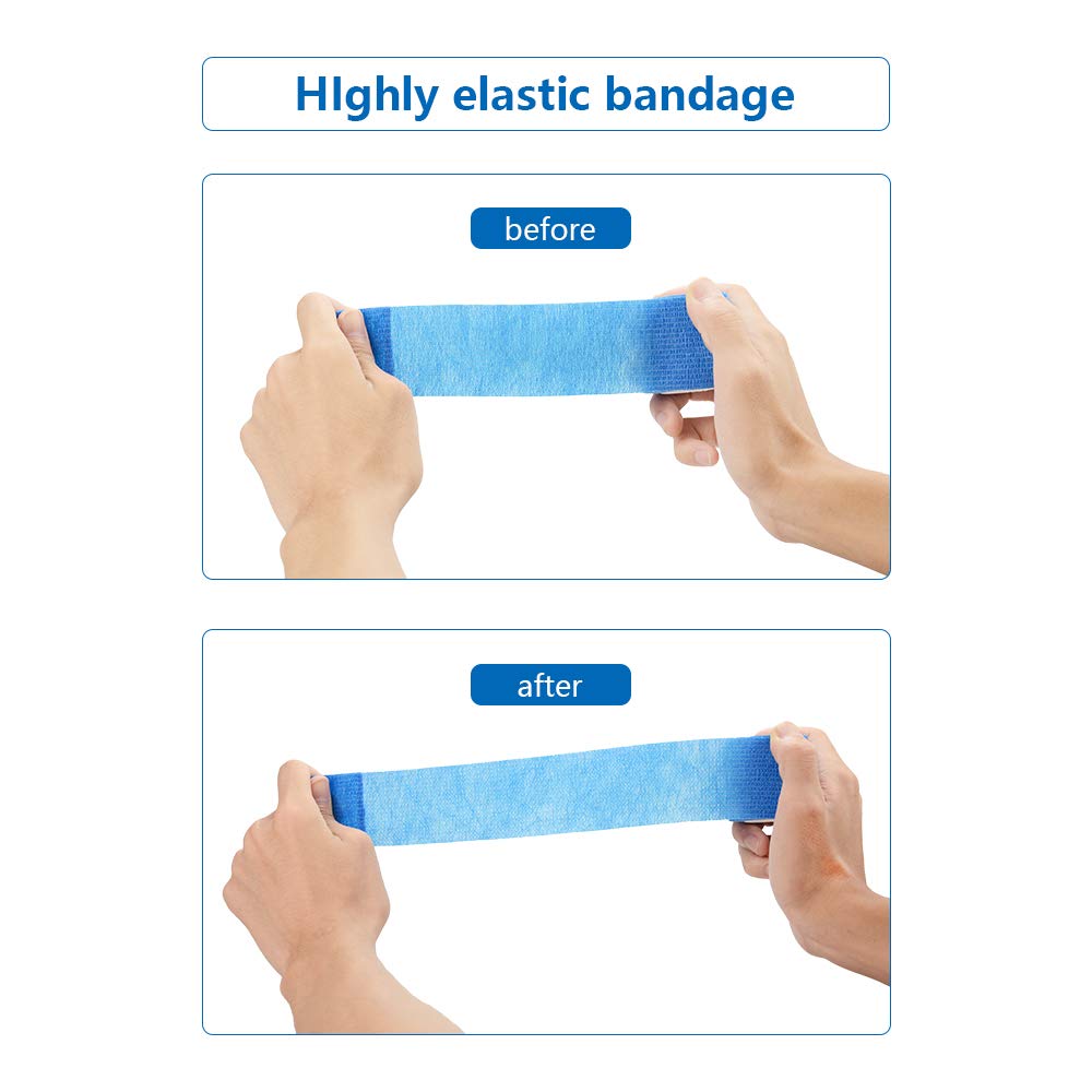 24 STK 5cm X 4,5m Haftbandage Cohesive Bandage Selbsthaftende Verband Fingerpflaster Wundverband Fixierverband Tierverband Hand Reißen Wasserfest Elastische Binde Für Menschen Haustiere (Blau)