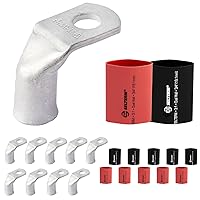 Vista 94 de SELTERM 25 piezas de lengüetas de cable de batería de cobre estañado de grado marino de 2/0 AWG de 3/8 pulgadas, terminales de anillo de calibre 00