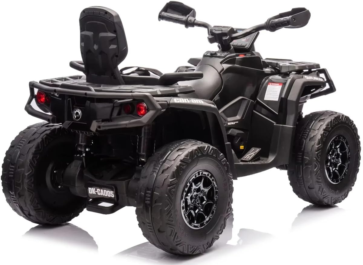 Playhouse Quad Outlander 4x4 24V - 800 WAT, Bluetooth, FM-Radio, Ledersitz, 2 Stoßdämpfer, Eva Räder, 24V 7ah, Kinderauto Kinderfahrzeug Kinder Elektroauto (Schwarz)